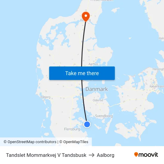 Tandslet Mommarkvej V Tandsbusk to Aalborg map