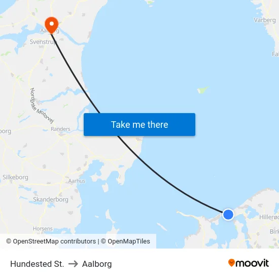 Hundested St. to Aalborg map