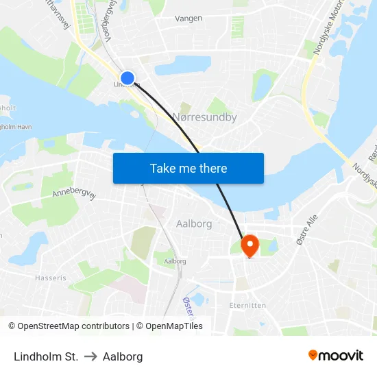 Lindholm St. to Aalborg map