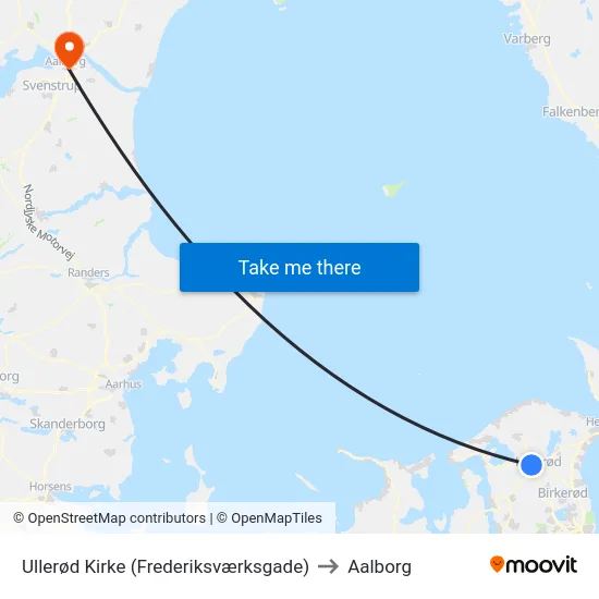 Ullerød Kirke (Frederiksværksgade) to Aalborg map