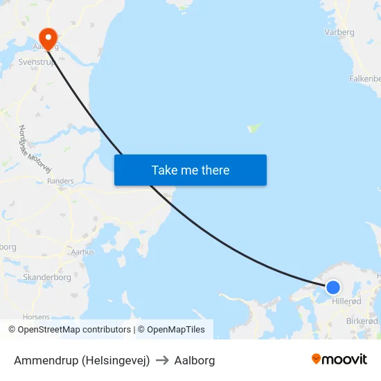 Ammendrup (Helsingevej) to Aalborg map