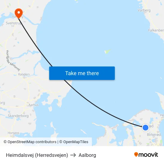 Heimdalsvej (Herredsvejen) to Aalborg map