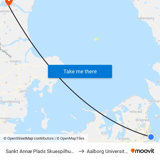 Sankt Annæ Plads Skuespilhuset (Sankt Annæ Plads) to Aalborg Universitet Strandvejen map