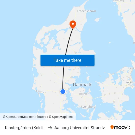 Klostergården (Kolding) to Aalborg Universitet Strandvejen map