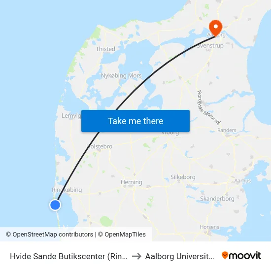 Hvide Sande Butikscenter (Ringkøbing-Skjern Kom) to Aalborg Universitet Strandvejen map