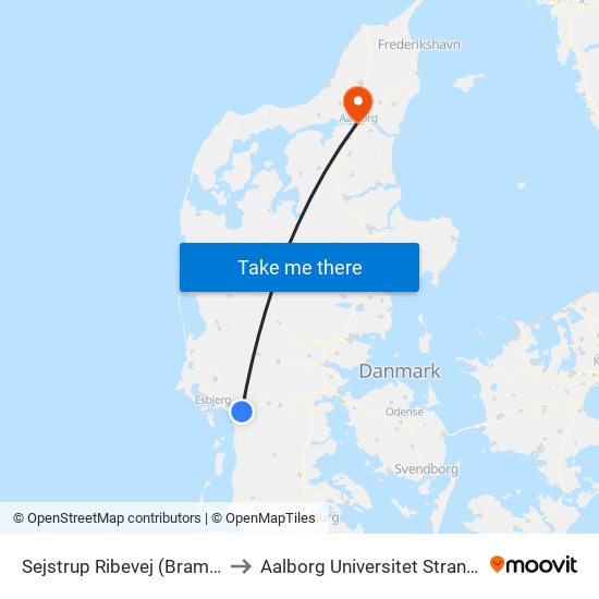 Sejstrup Ribevej (Bramming) to Aalborg Universitet Strandvejen map