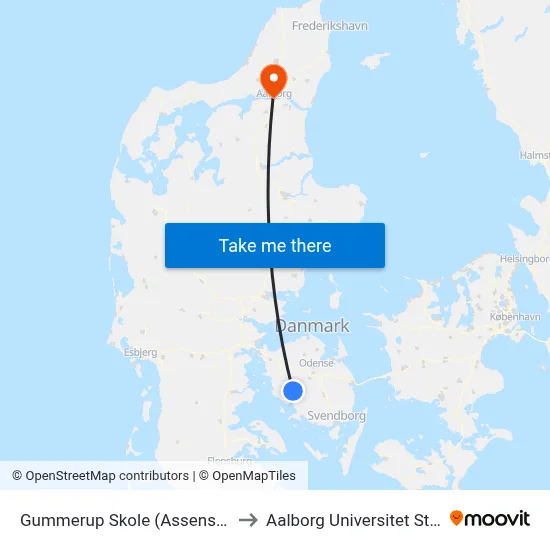 Gummerup Skole (Assens Kommune) to Aalborg Universitet Strandvejen map