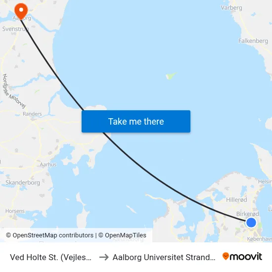 Ved Holte St. (Vejlesøvej) to Aalborg Universitet Strandvejen map