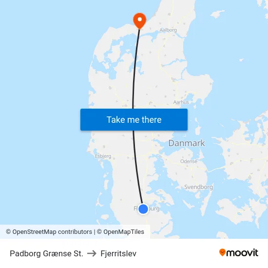 Padborg Grænse St. to Fjerritslev map