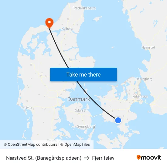 Næstved St. (Banegårdspladsen) to Fjerritslev map