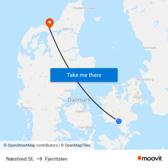 Næstved St. to Fjerritslev map
