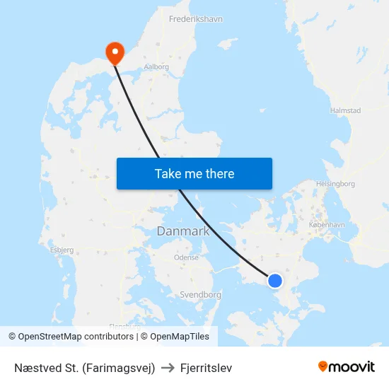 Næstved St. (Farimagsvej) to Fjerritslev map