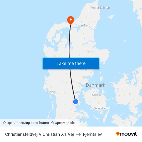 Christiansfeldvej V Christian X's Vej to Fjerritslev map