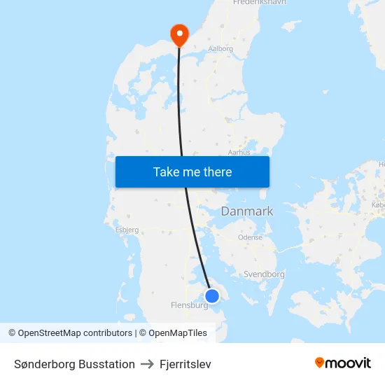Sønderborg Busstation to Fjerritslev map
