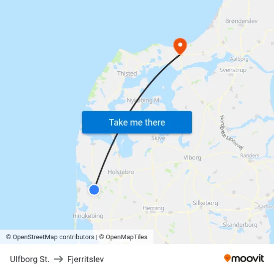 Ulfborg St. to Fjerritslev map