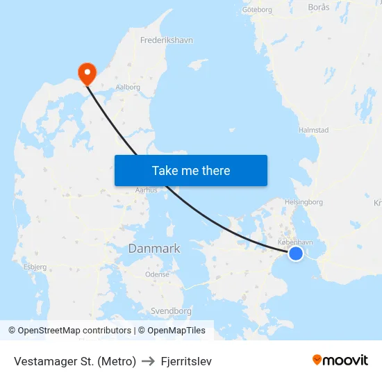 Vestamager St. (Metro) to Fjerritslev map
