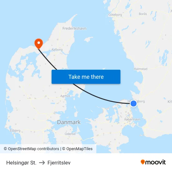 Helsingør St. to Fjerritslev map
