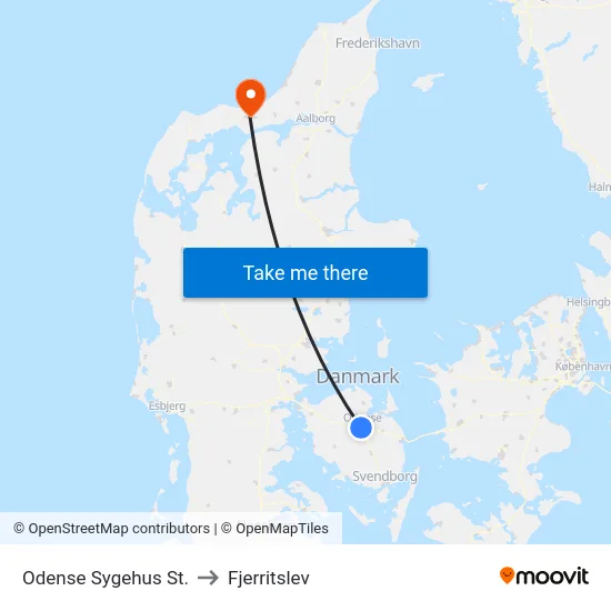 Odense Sygehus St. to Fjerritslev map