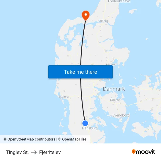 Tinglev St. to Fjerritslev map