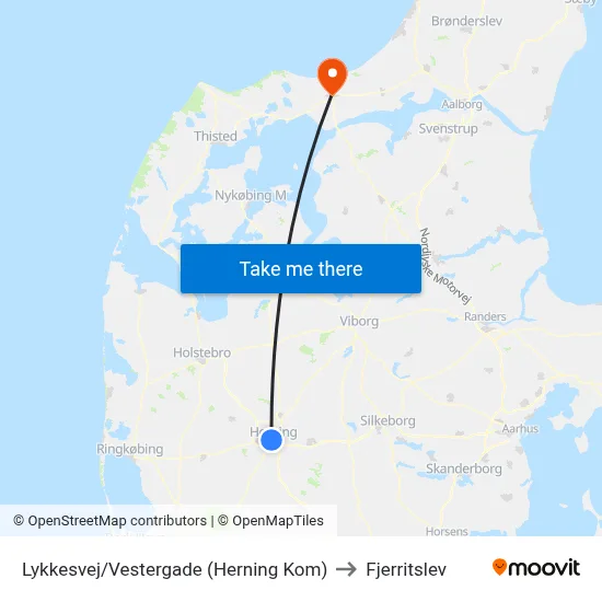 Lykkesvej/Vestergade (Herning Kom) to Fjerritslev map