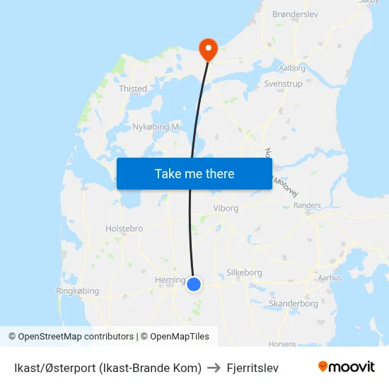 Ikast/Østerport (Ikast-Brande Kom) to Fjerritslev map
