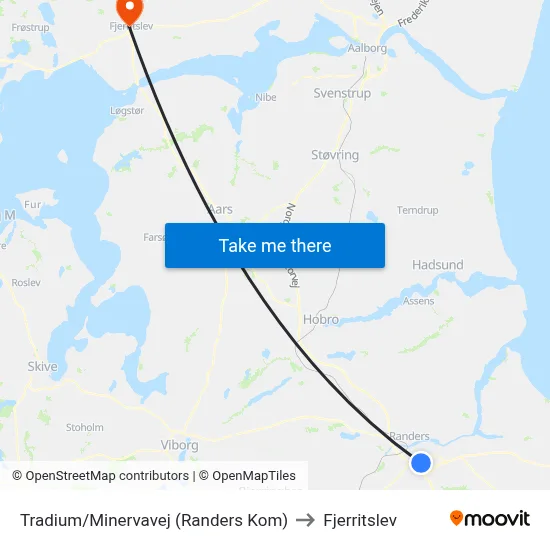 Tradium/Minervavej (Randers Kom) to Fjerritslev map