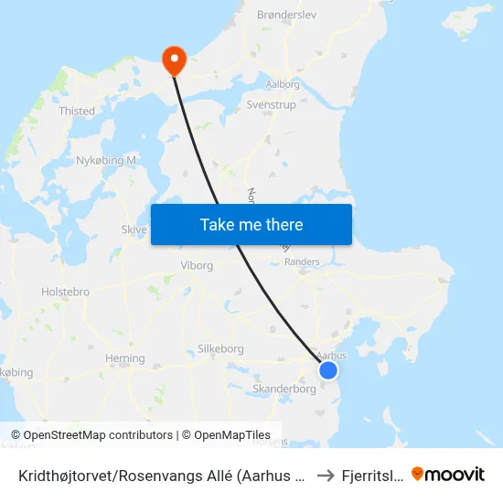 Kridthøjtorvet/Rosenvangs Allé (Aarhus Kom) to Fjerritslev map