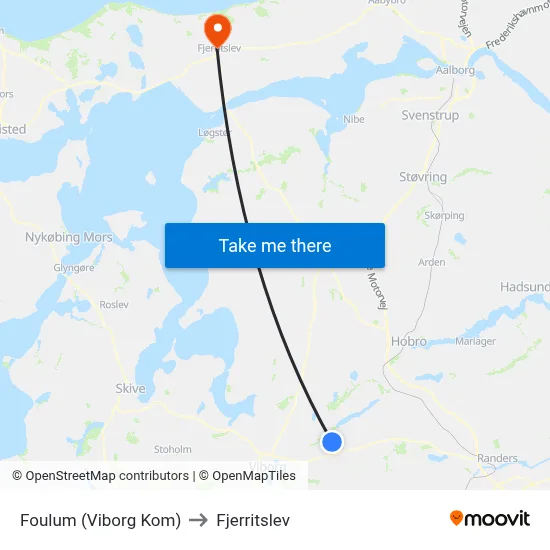 Foulum (Viborg Kom) to Fjerritslev map