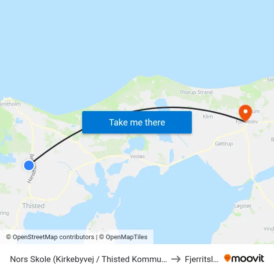 Nors Skole (Kirkebyvej / Thisted Kommune) to Fjerritslev map