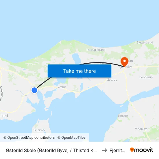 Østerild Skole (Østerild Byvej / Thisted Kommune) to Fjerritslev map
