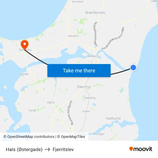 Hals (Østergade) to Fjerritslev map