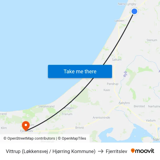 Vittrup (Løkkensvej / Hjørring Kommune) to Fjerritslev map