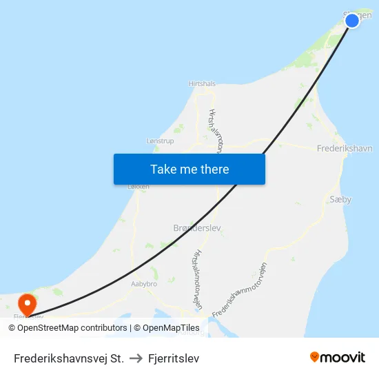 Frederikshavnsvej St. to Fjerritslev map