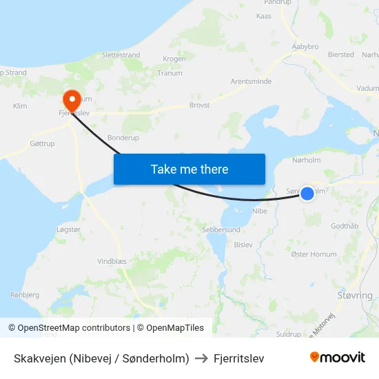 Skakvejen (Nibevej / Sønderholm) to Fjerritslev map