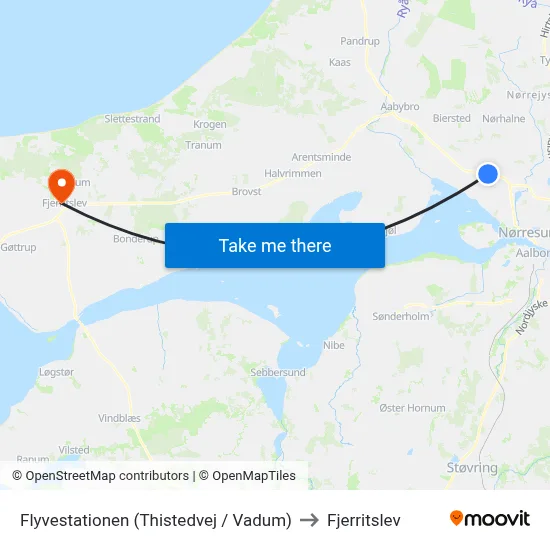 Flyvestationen (Thistedvej / Vadum) to Fjerritslev map
