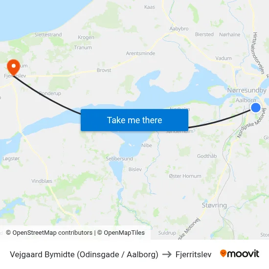 Vejgaard Bymidte (Odinsgade / Aalborg) to Fjerritslev map