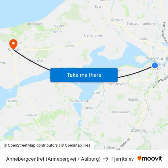 Annebergcentret (Annebergvej / Aalborg) to Fjerritslev map