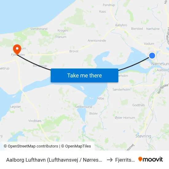 Aalborg Lufthavn (Lufthavnsvej / Nørresundby) to Fjerritslev map