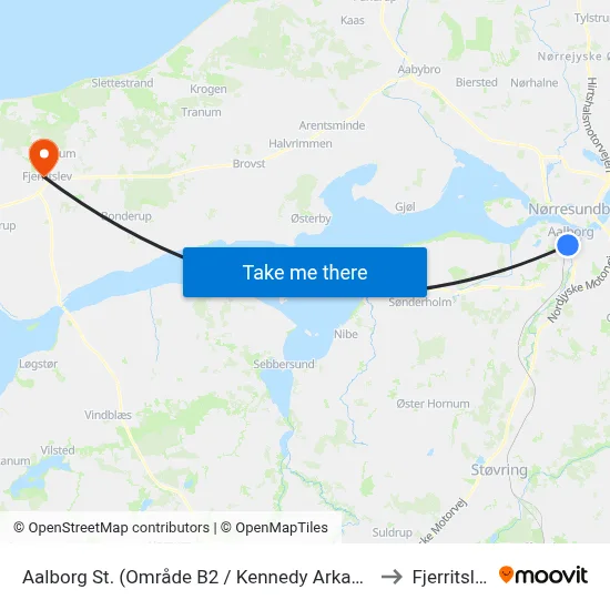Aalborg St. (Område B2 / Kennedy Arkaden) to Fjerritslev map