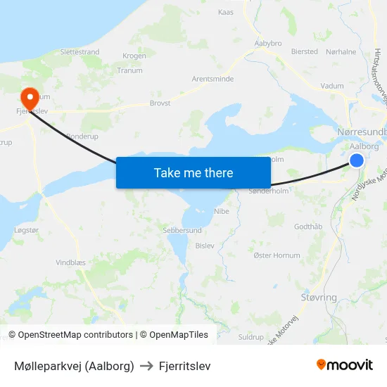 Mølleparkvej (Aalborg) to Fjerritslev map