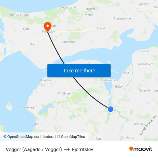 Vegger (Aagade / Vegger) to Fjerritslev map