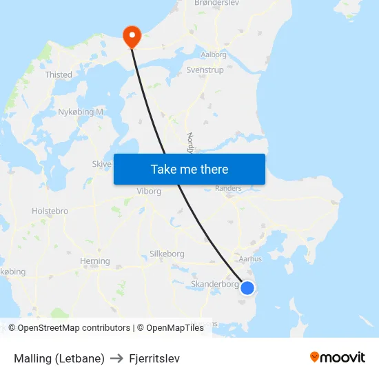 Malling (Letbane) to Fjerritslev map
