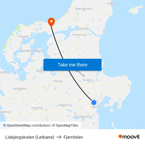 Lisbjergskolen (Letbane) to Fjerritslev map