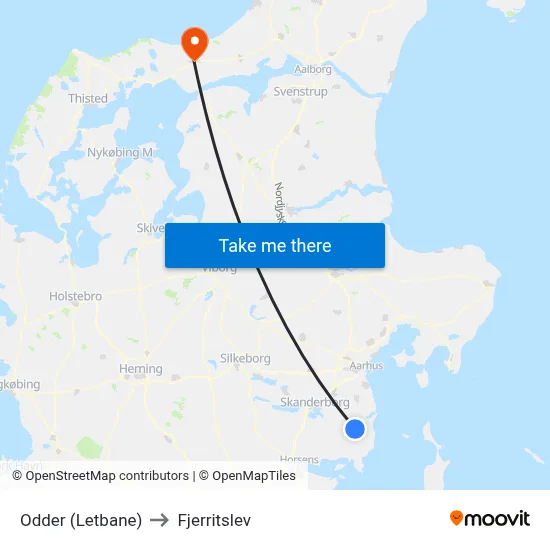 Odder (Letbane) to Fjerritslev map