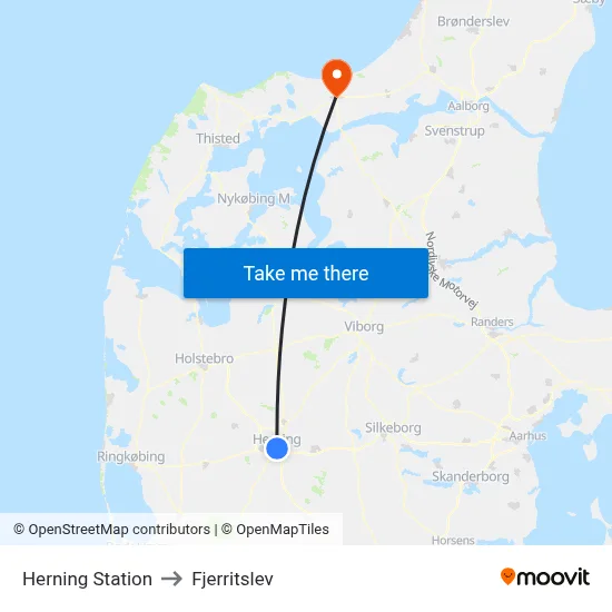 Herning Station to Fjerritslev map