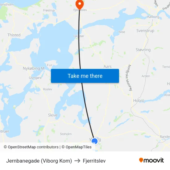 Jernbanegade (Viborg Kom) to Fjerritslev map