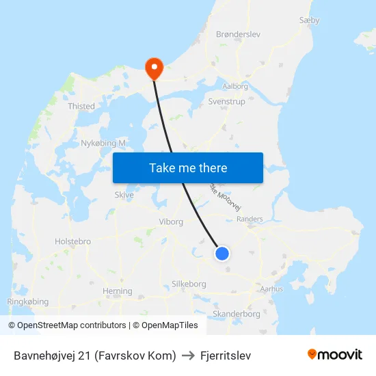 Bavnehøjvej 21 (Favrskov Kom) to Fjerritslev map