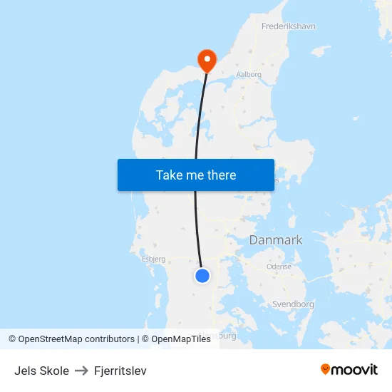 Jels Skole to Fjerritslev map