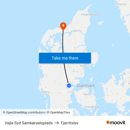Vejle Syd Samkørselsplads to Fjerritslev map