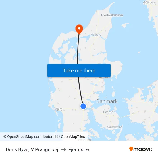 Dons Byvej V Prangervej to Fjerritslev map